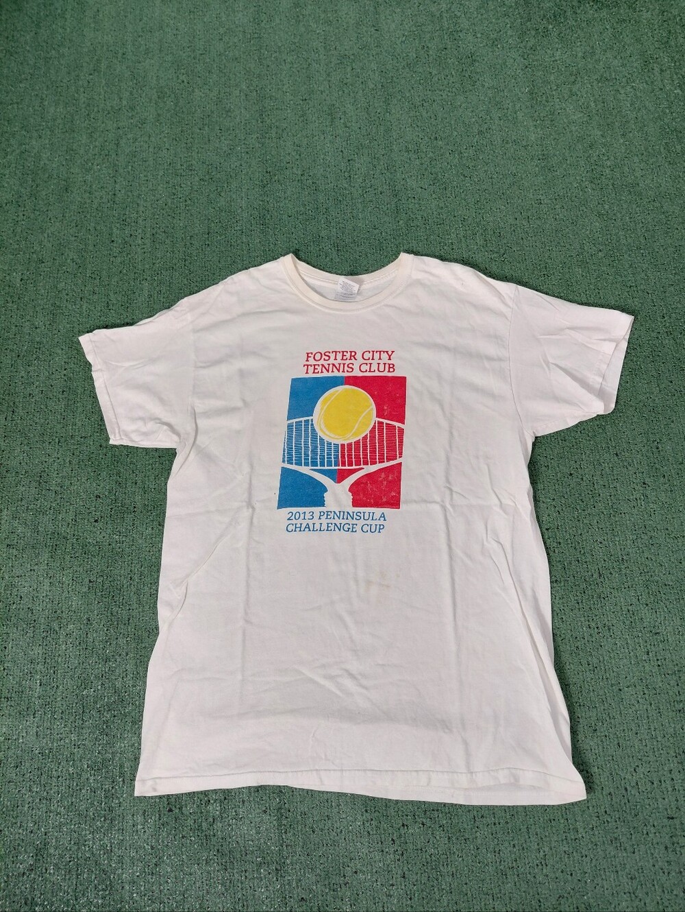 Foster City Tennis Club 2013 Peninsula Challenge Cup Sports White T Shirt Sz Lar